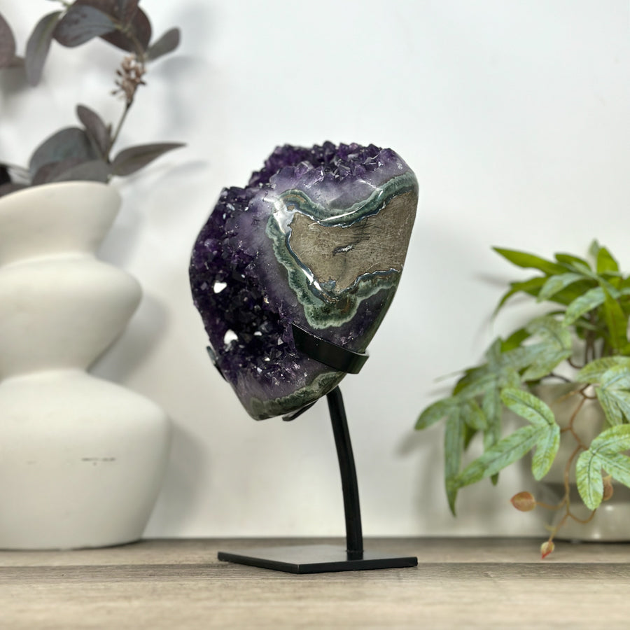 Natural Amethyst Crystal Cluster with Green Jasper Shell - MWS3191
