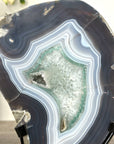 Agate Slice with Blue Bands and Crystalline Center for Home Decor Display - MWS2660
