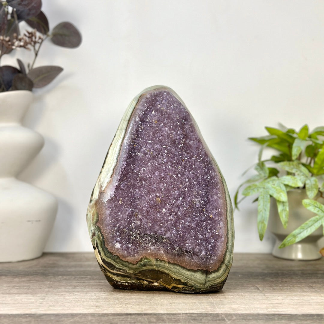 Huge Natural Amethyst Cathedral with Unique Green Jasper Shell - CBP1430
