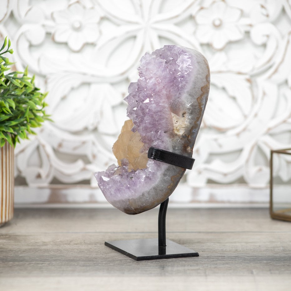 Natural Spirit Amethyst Cluster with Huge Calcite Formation - MWS0433