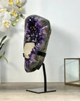 Natural Deep Purple Amethyst with Calcite Crystal Formation - Stand Included - MWS2485