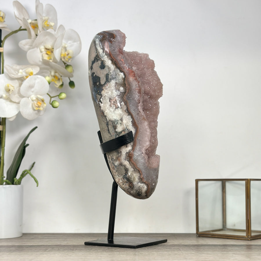 Huge Natural Pink Amethyst Geode - Unique Mineral Display Piece on Stand - MWS2802