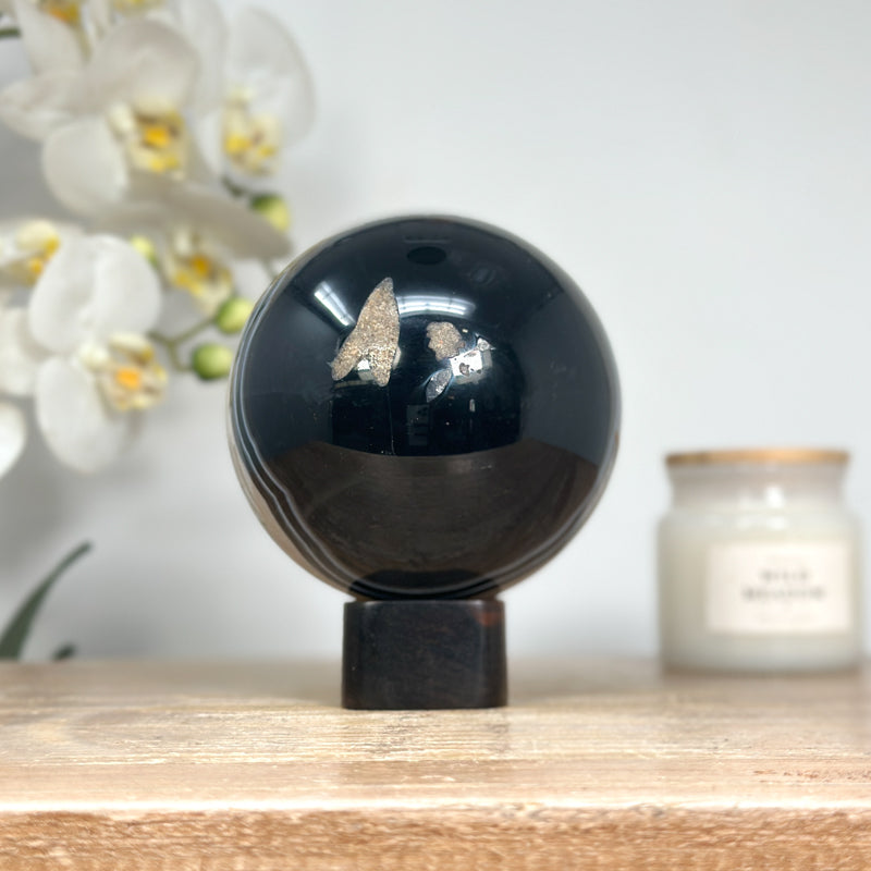 Dyed Quartz &amp; Banded Agate Sphere Geode - SPH0146