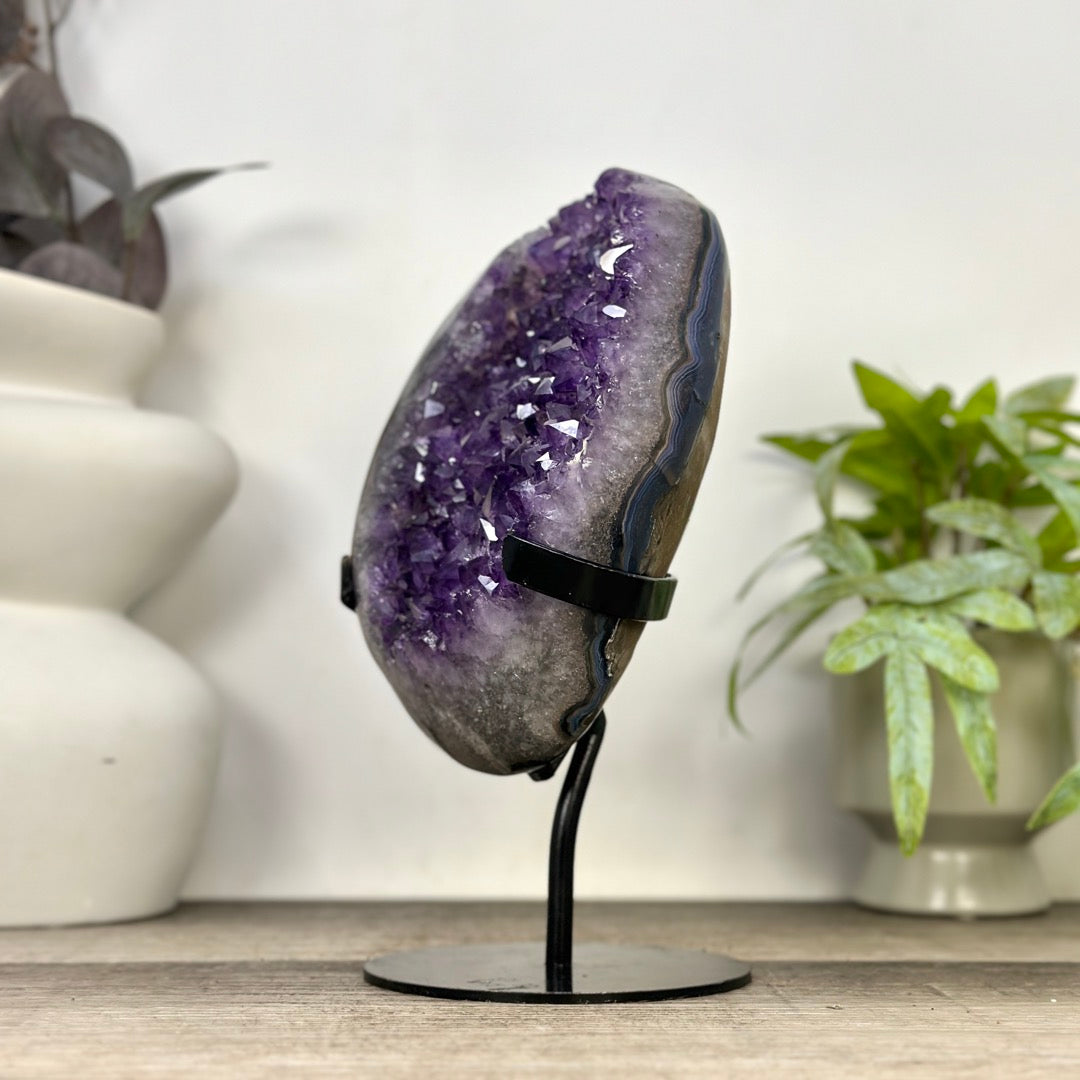 Natural Amethyst Crystal with Metallic Stand - MWS3360