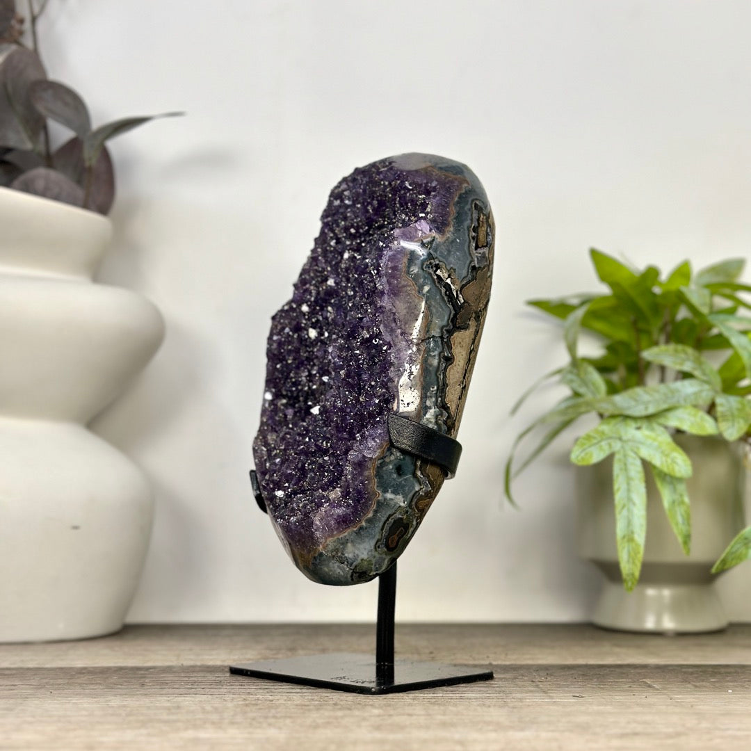 Uruguayan Amethyst Crystal statement piece with Green Jasper Shell - MWS3357