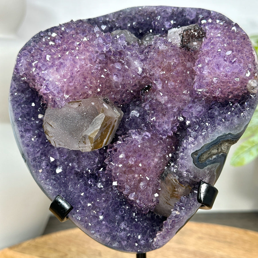 Rare Natural Amethyst Cluster with Unique Calcite Formations - MWS3049
