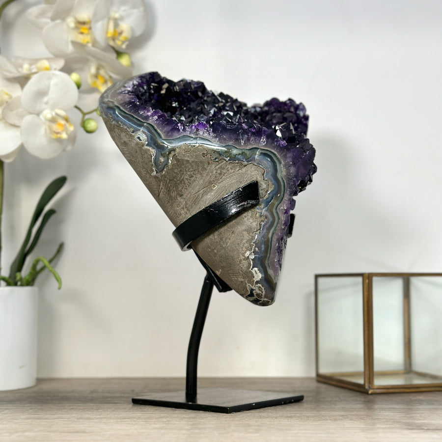 Natural Amethyst Crystal Specimen With Blue Banded Agate – Unique Purple Display Piece for Home Decor - MWS2502