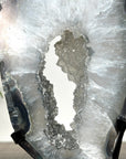 Agate Geode Slice with Sugar Quartz Druzy Crystals on Metal Stand - MWS2735