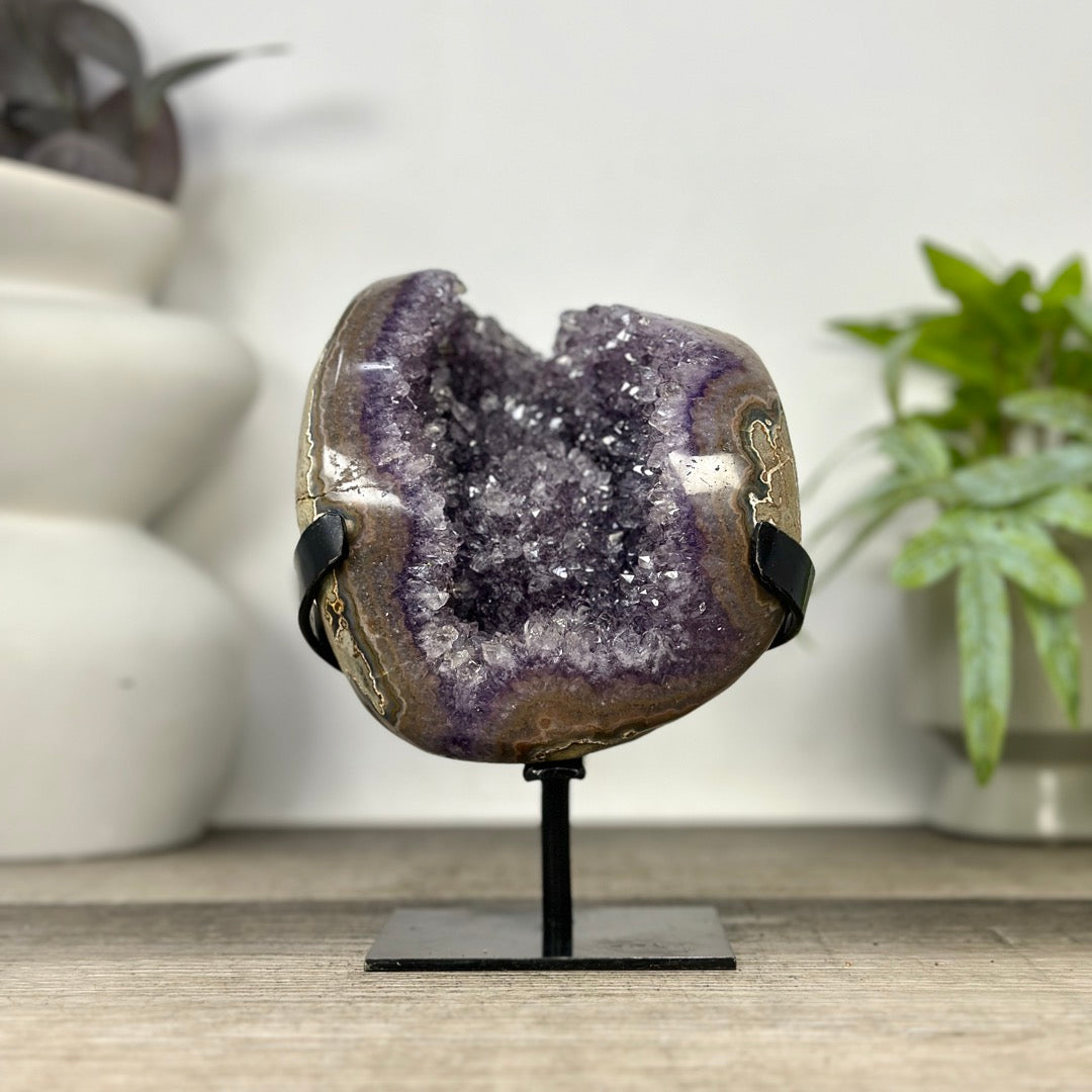 Natural Amethyst Geode on Metal Stand - MWS3327