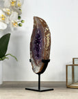 Natural Amethyst & Quartz Geode Slice with Metallic Stand - MWS2238