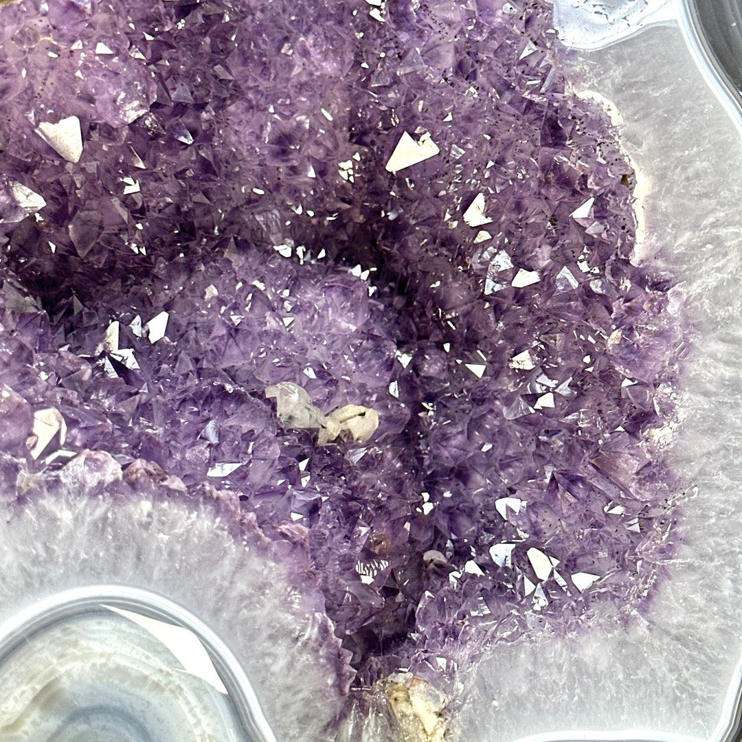 XXL Blue Agate &amp; Amethyst Geode Free Form Statement Piece from Uruguay - CBP1440