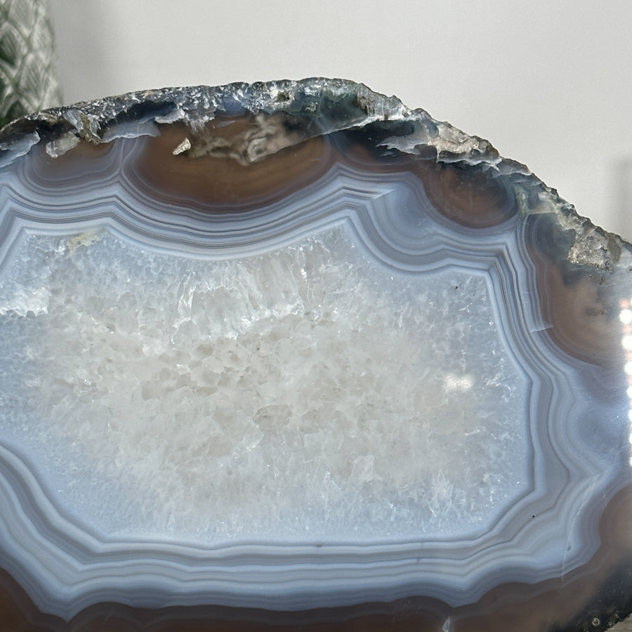 Natural Agate &amp; Quartz Stone Slice for Home Decor - SLC0016