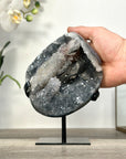 Quartz Crystal with Calite Geode on Stand Mineral Specimen