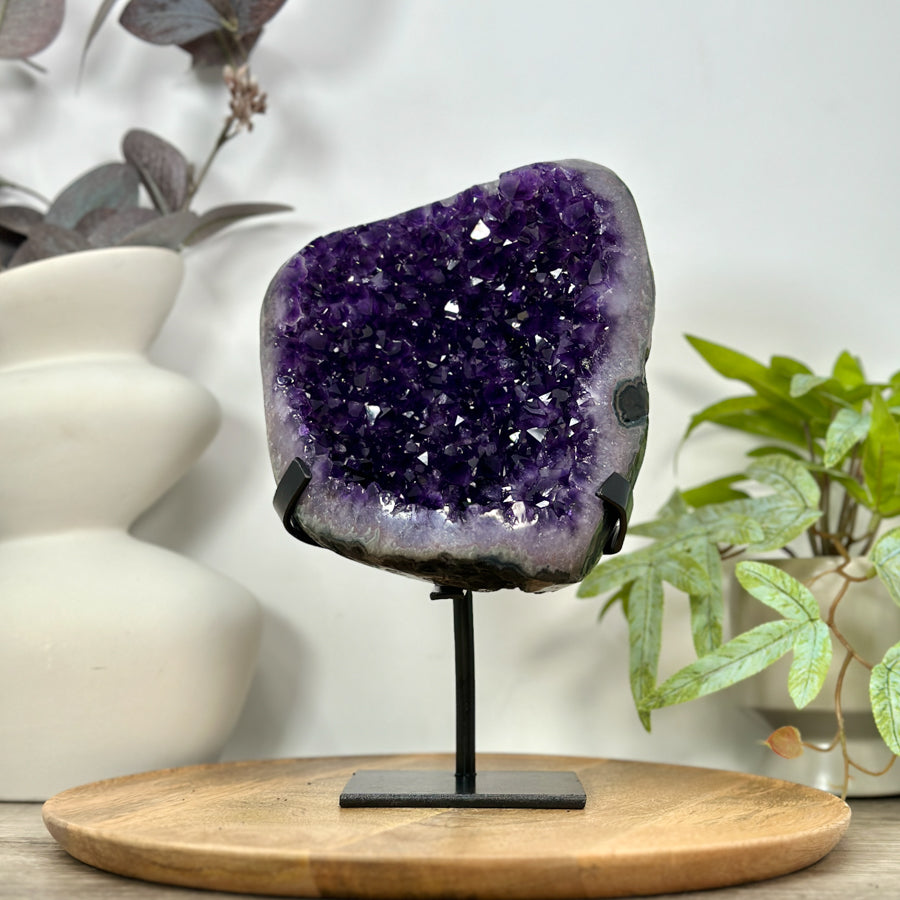 Natural Top Grade Amethyst Cluster on Metal Stand for Home Decor - MWS3108
