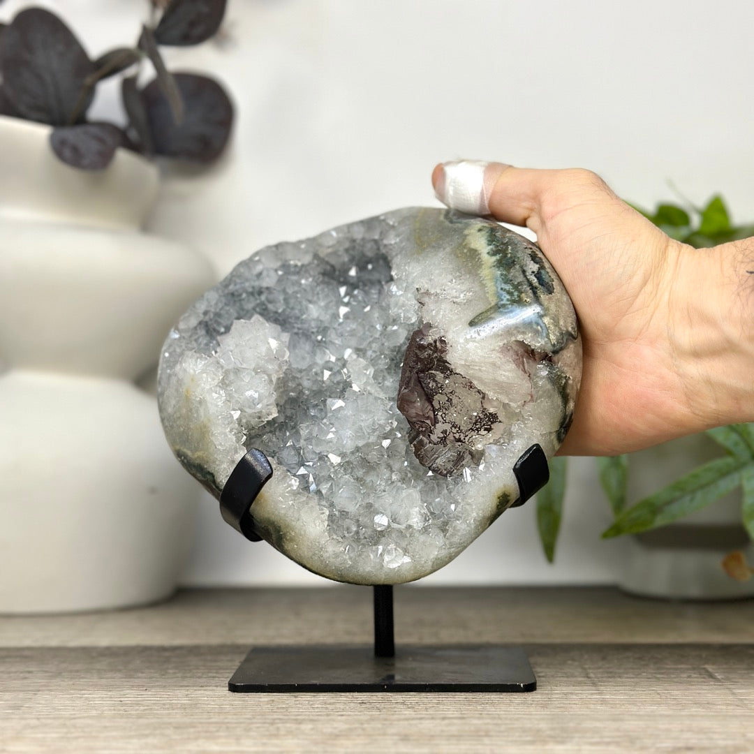 Natural Quartz Geode with Calcite Formation - MWS3286