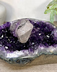 Deep Purple Amethyst Geode with Calcite Crystal - STGE0096