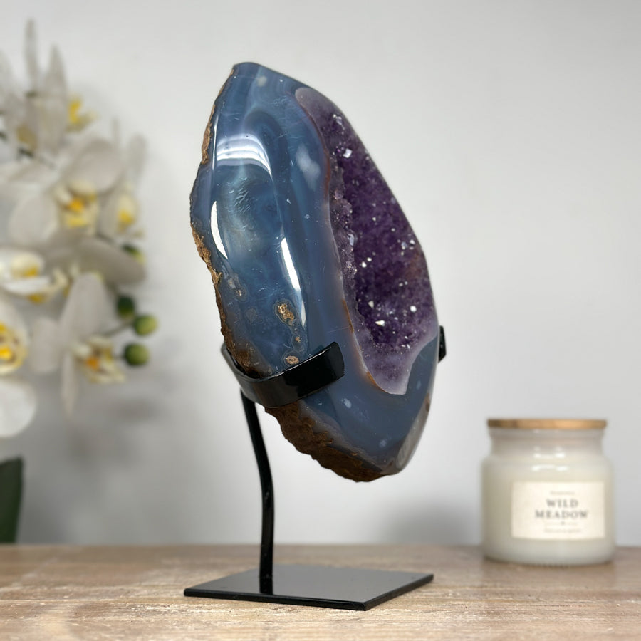 Stunning Blue Agate &amp; Amethyst Geode - MWS1521