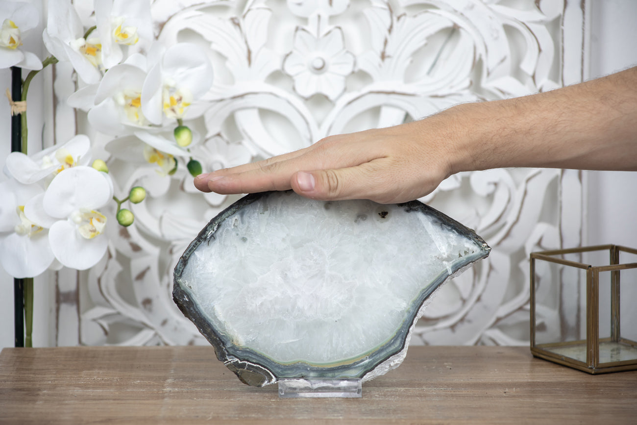 Natural Quarta &amp; Green Jasper Slice Tray for Home Decor - SLC0019