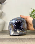 Deep Purple Amethyst & Blue Banded Agate Stone Geode from Uruguay - STGE0063