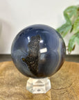Amethyst & Banded Agate Sphere Geode with Druzy Interior - SPH0219