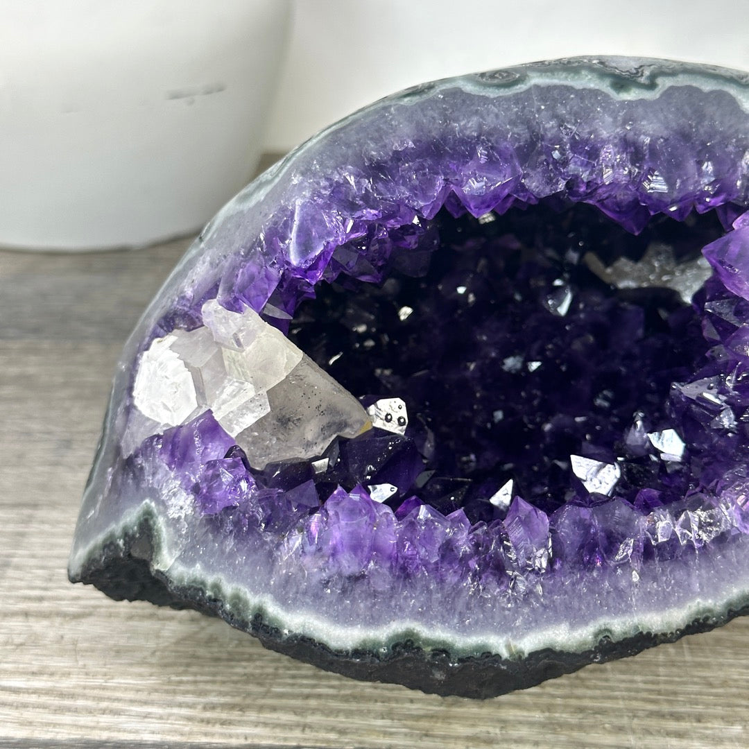 Natural Deep Purple Geode with Green Jasper Shell - STGE0047
