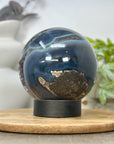 Blue Banded Agate & Amethyst Druzy Sphere Geode - SPH0194