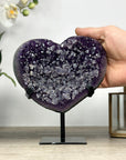 Natural Amethyst Heart Carving with Calcite Crystals Inclusions - HST0289