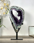 Deep Purple Amethyst Geode With Metal Stand – Unique Crystal Art - MWS2713