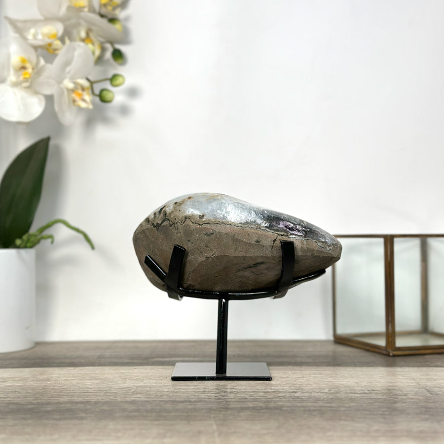 Amethyst Druzy Geode on Metal Stand from Uruguay - MWS2724
