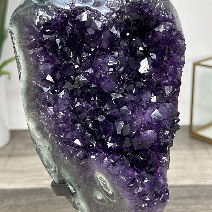 Deep Purple Uruguayan Amethyst Geode on Metal Stand - MWS2774