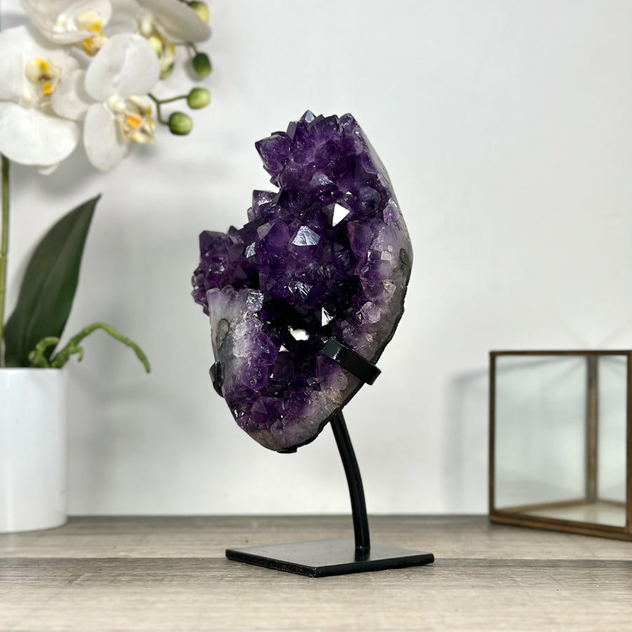 Deep Purple Amethyst Cluster on Metal Stand - MWS2772