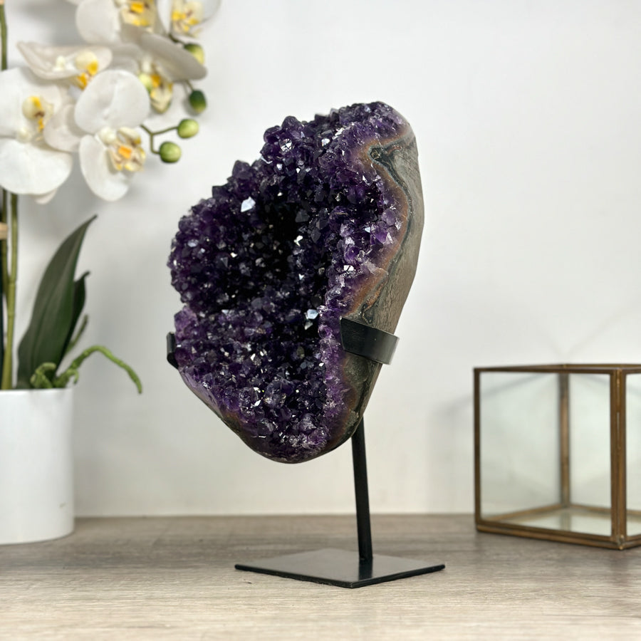 Natural Uruguayan Amethyst Geode with Deep Purple Crystals - MWS2467