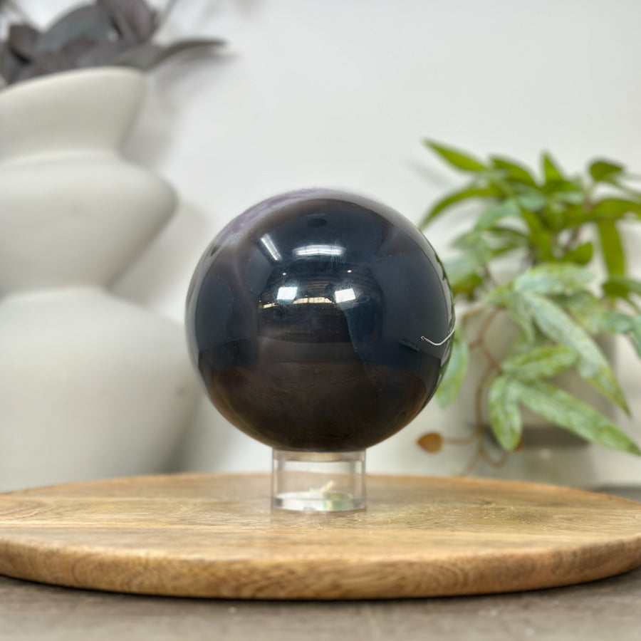 Natural Large Amethyst &amp; Agate Sphere Geode - SPH0188