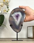 Agate & Amethyst SLice with Metallic Stand - MWS2915