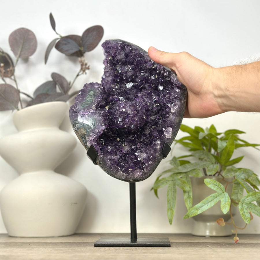 Natural Amethyst Crystal Cluster with Stand from Uruguay - MWS3175