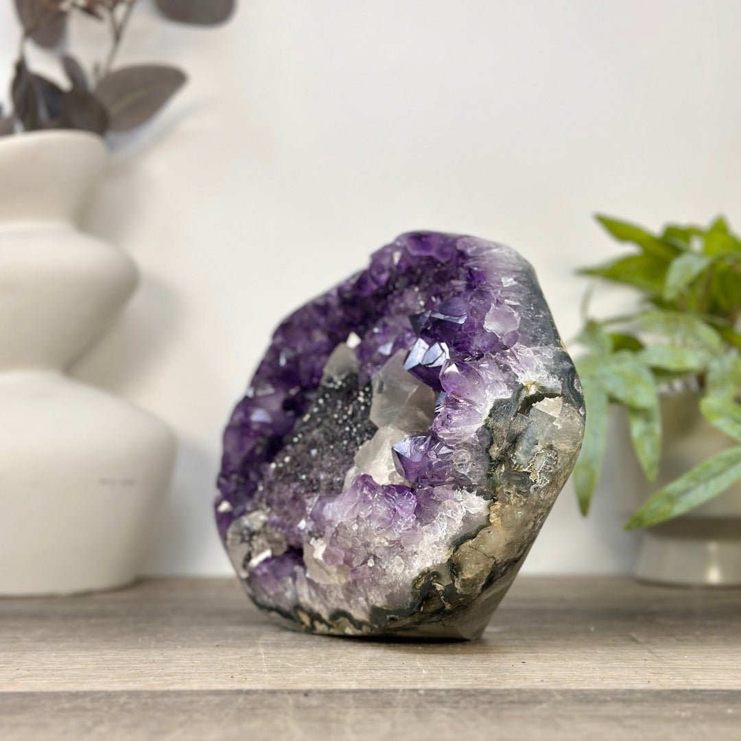 Natural Amethyst Cluster with Collection Grade Calcite Formation - CBP1424
