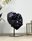 Top Quality Natural Amethyst Heart Carving with Metal Stand - HST0315