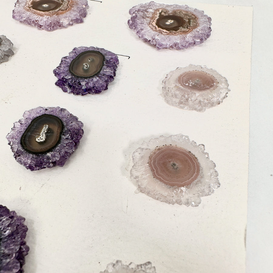 Genuine Amethyst, Quartz &amp; Green Jasper Stalactite Slices Flat - Perfect for Crafting Unique Jewelry - STS0049