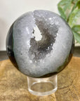 Agate & Quartz Druzy Sphere Geode with Crystal Cavity - SPH0235