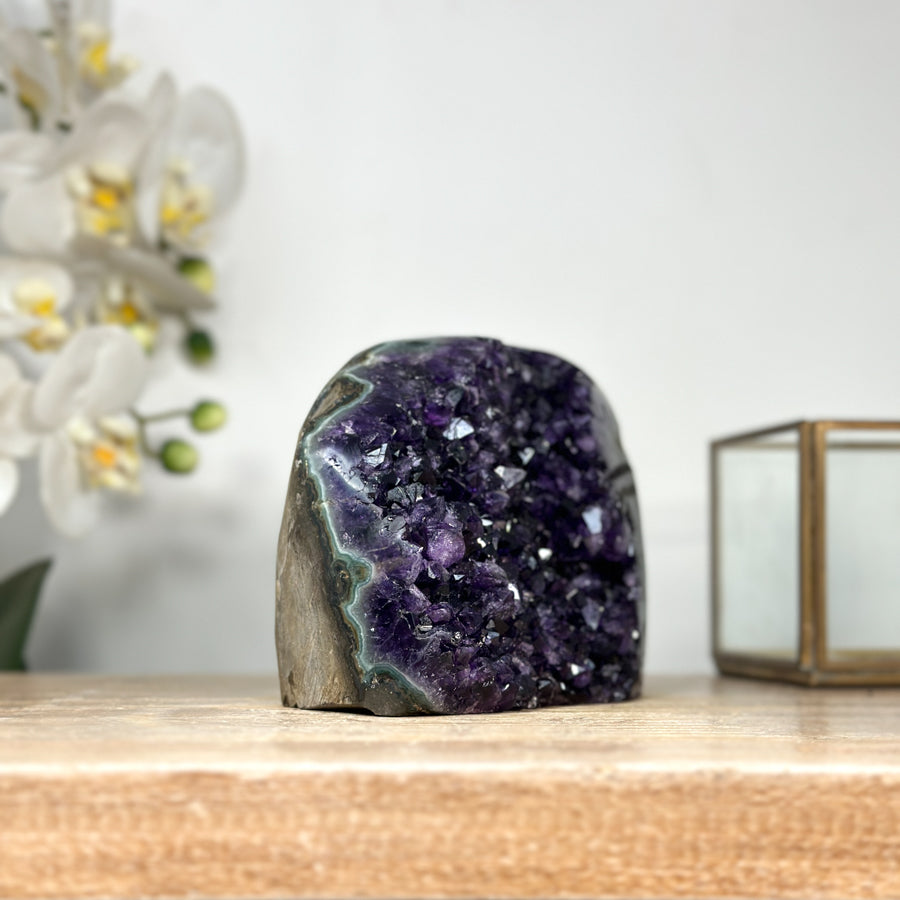 Natural Amethyst Crystal Cluster with Polished Edge for Home Decor Display - CBP1153