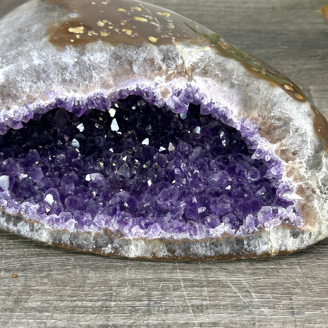 Natural Amethyst Geode with Polished Quartz Shell - STGE0049