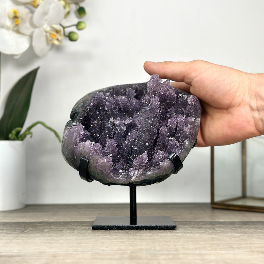 Deep Purple Amethyst Geode on Elegant Stand - MWS2765