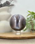 Natural Blue Banded Agate & Druzy Sphere Geode - SPH0161