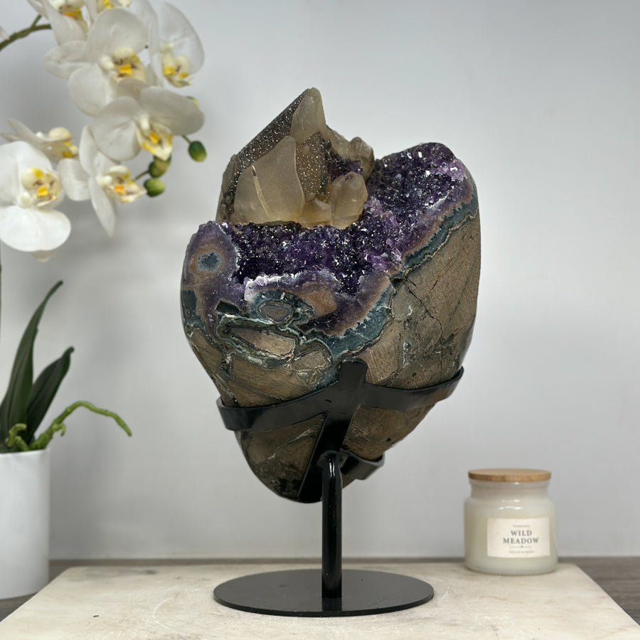 Unique Collector Grade Calcite Specimen on Amethyst Matrix - MWS0452