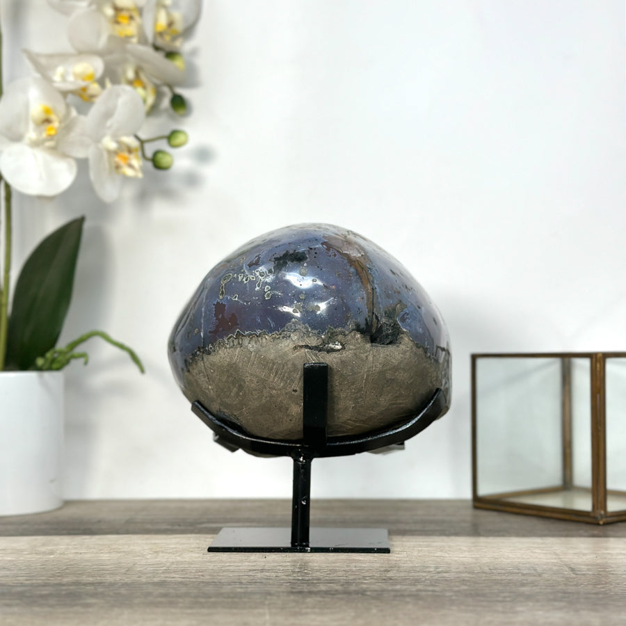 Amethyst Geode on Stand with Agate Shell - MWS2733