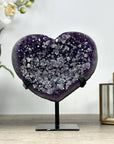 Natural Amethyst Heart Carving with Calcite Crystals Inclusions - HST0289