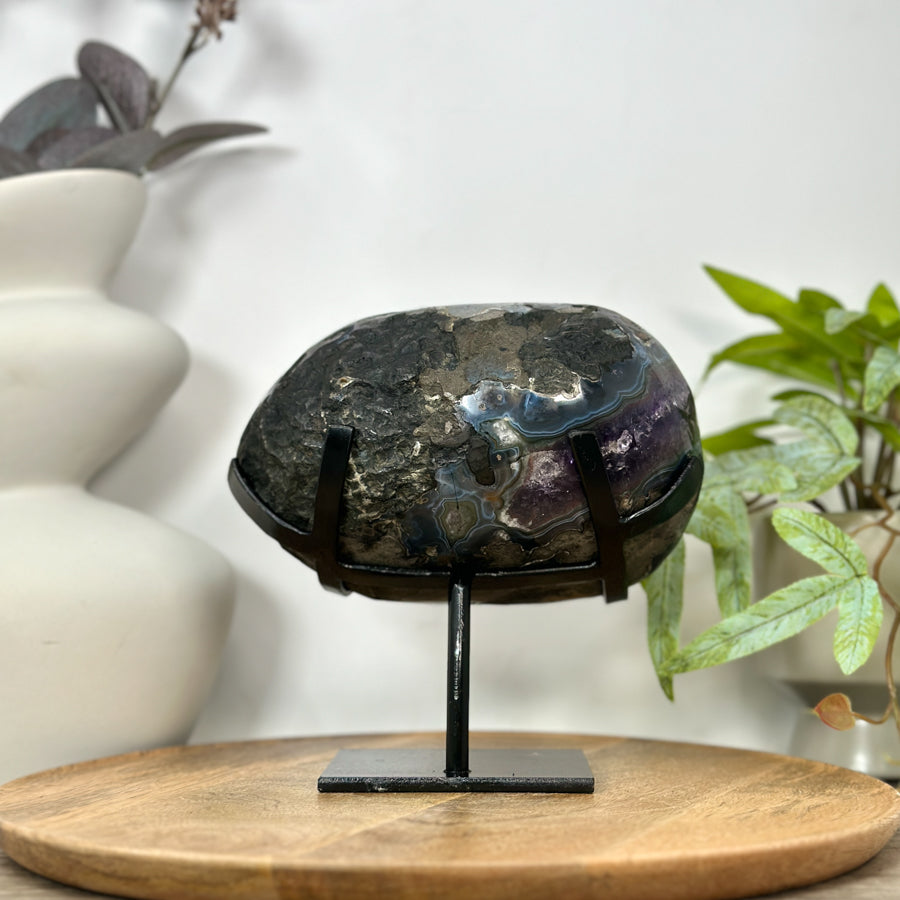 Natural Amethyst Geode with Agate Shell - MWS3096