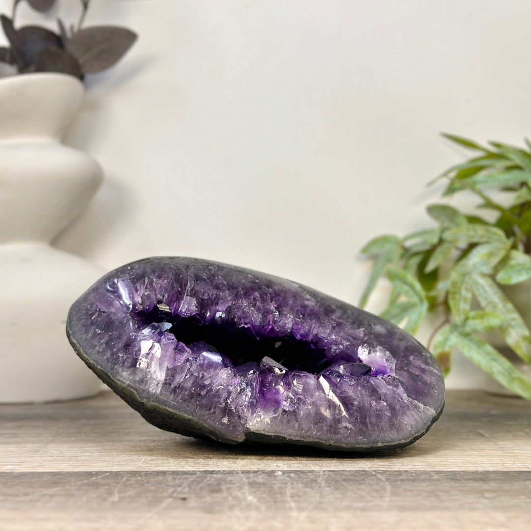Large Amethyst Stone Geode with Polished agate Shell - STGE0085