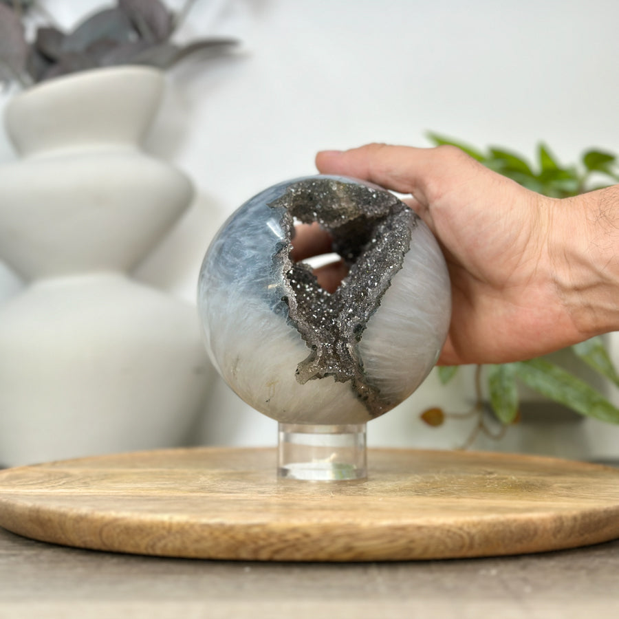 Natural Green Quartz Druzy Sphere Geode - SPH0185