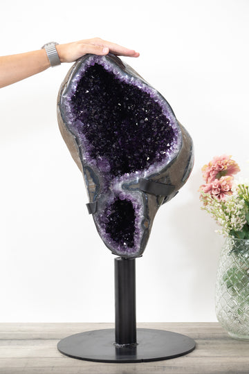 XXL Natural Amethyst Geode on Rotery Stand - AWS1454